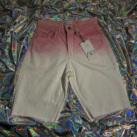 Zara pink and white ombré Bermuda shorts - Picture 3 of 10